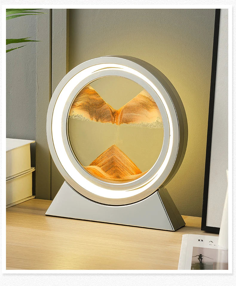 Moving Sand Art Picture Table Lamp Quicksand Night Light 3D