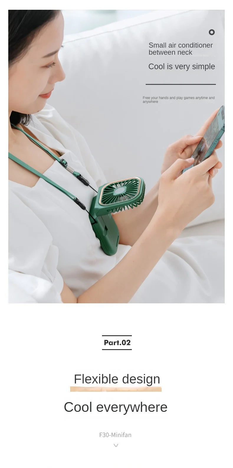 USB halterneck small fan outdoor portable handheld fan power