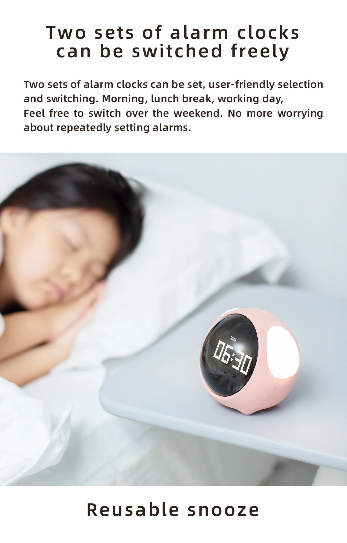 Child Alarm clock Digital Emotion Table Clock WIth Light Wireless