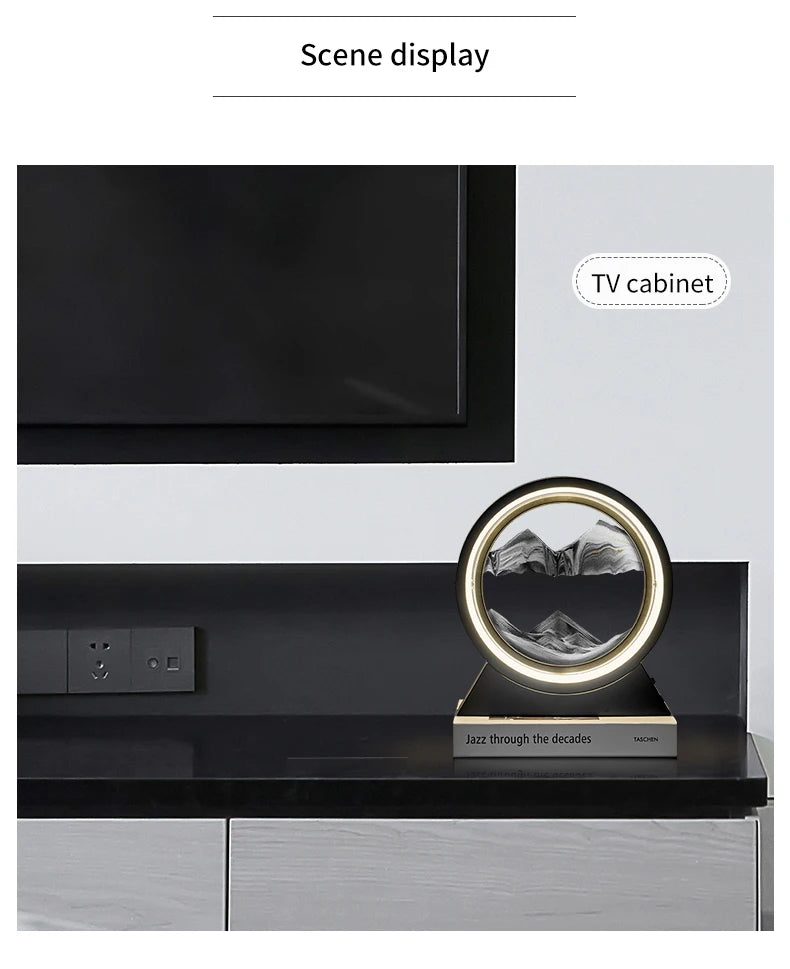 Moving Sand Art Picture Table Lamp Quicksand Night Light 3D