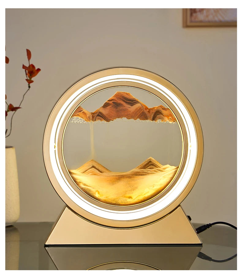 Moving Sand Art Picture Table Lamp Quicksand Night Light 3D