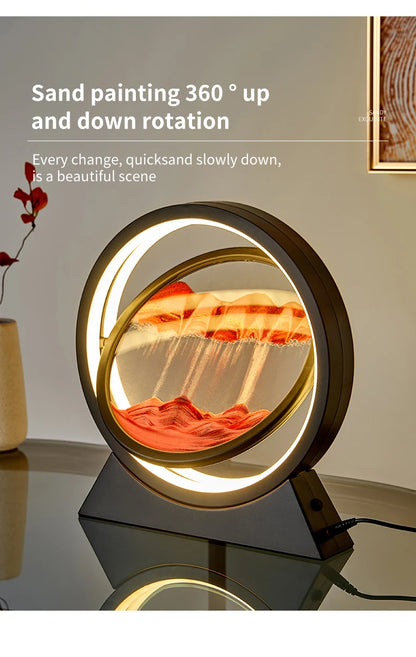 Moving Sand Art Picture Table Lamp Quicksand Night Light 3D