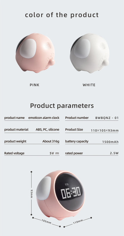 Child Alarm clock Digital Emotion Table Clock WIth Light Wireless