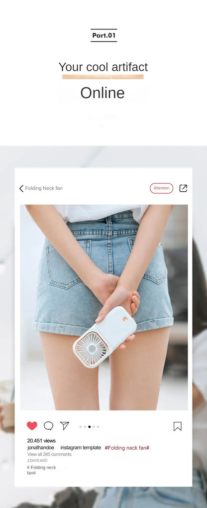 USB halterneck small fan outdoor portable handheld fan power