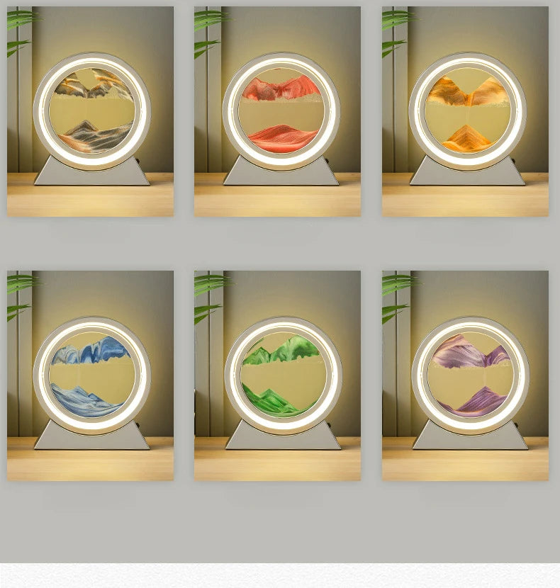 Moving Sand Art Picture Table Lamp Quicksand Night Light 3D