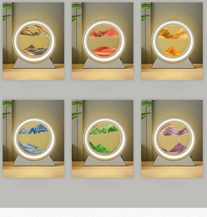 Moving Sand Art Picture Table Lamp Quicksand Night Light 3D