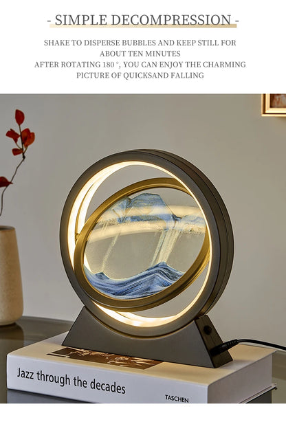 Moving Sand Art Picture Table Lamp Quicksand Night Light 3D