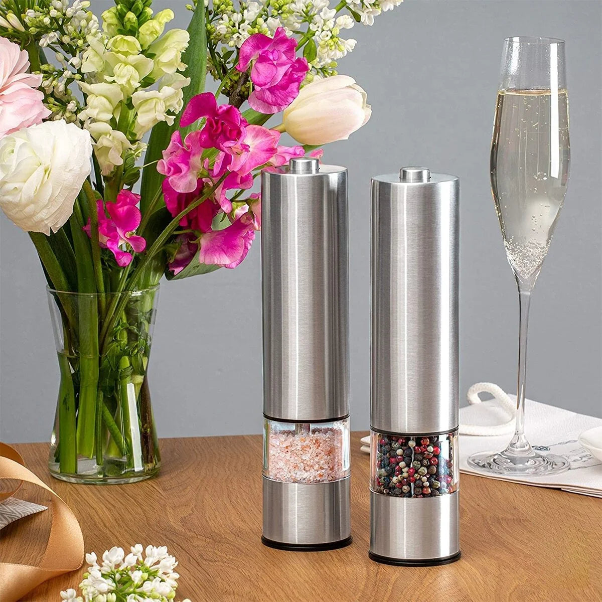Stainless Steel Electric Pepper Grinder Spices Sea Salt Kitchen