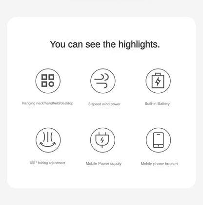 USB halterneck small fan outdoor portable handheld fan power