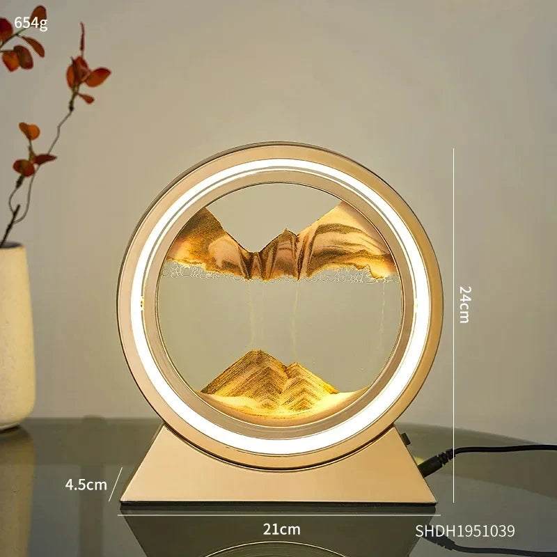 Moving Sand Art Picture Table Lamp Quicksand Night Light 3D