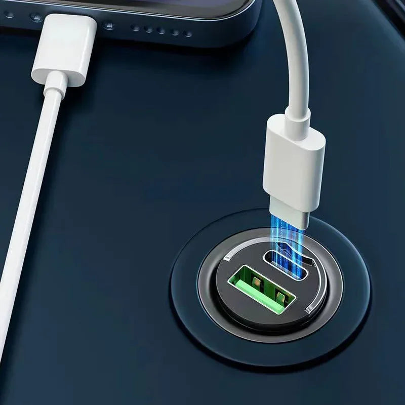 Car Charger USB Type-C Fast Charging Adapter Car Accessories