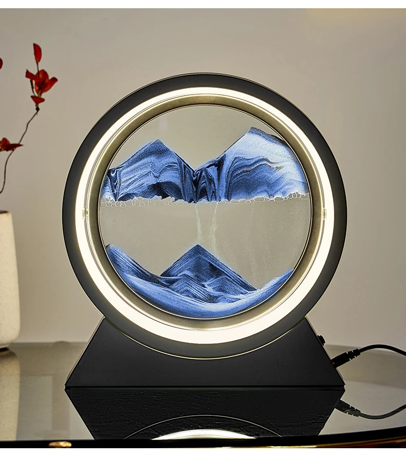 Moving Sand Art Picture Table Lamp Quicksand Night Light 3D