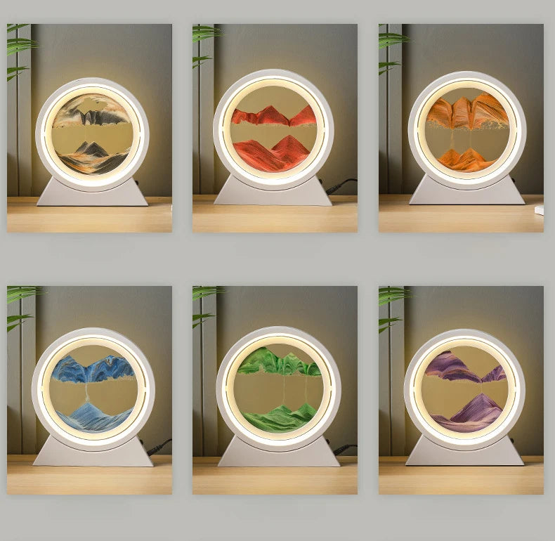 Moving Sand Art Picture Table Lamp Quicksand Night Light 3D