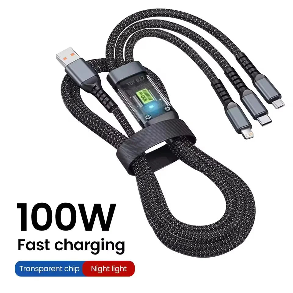 Transparent Pilot Lamp Super Fast Charging Cable Universal