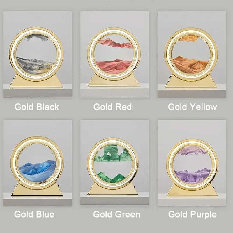 Moving Sand Art Picture Table Lamp Quicksand Night Light 3D