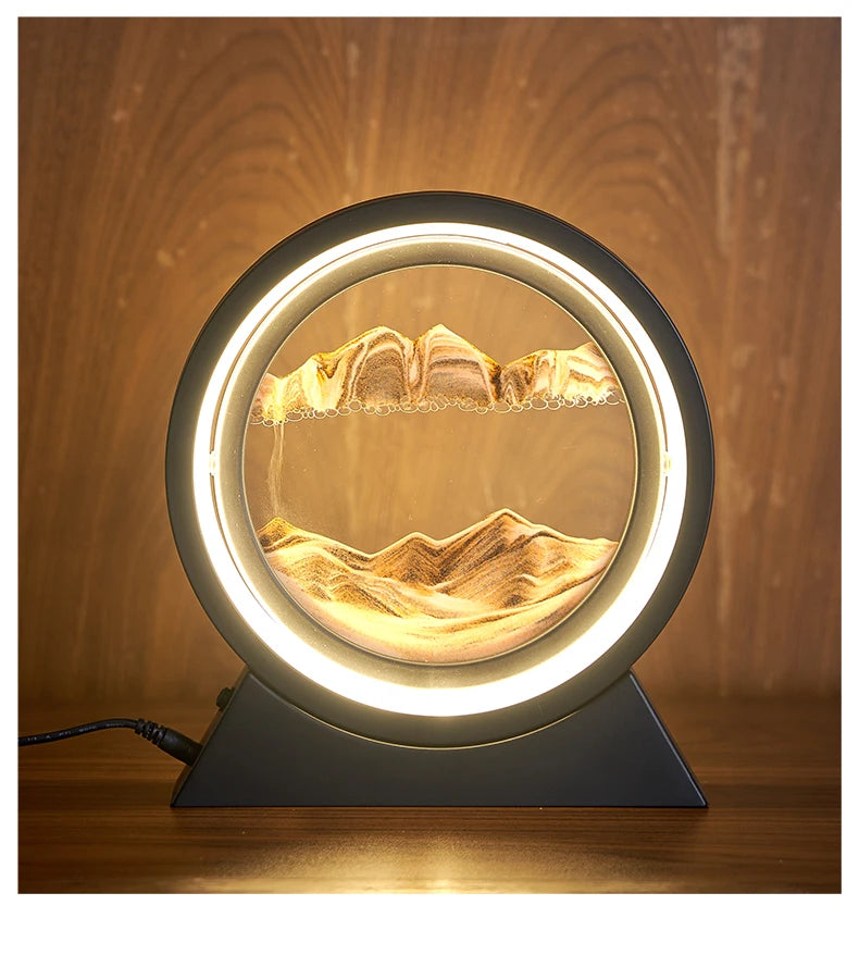 Moving Sand Art Picture Table Lamp Quicksand Night Light 3D