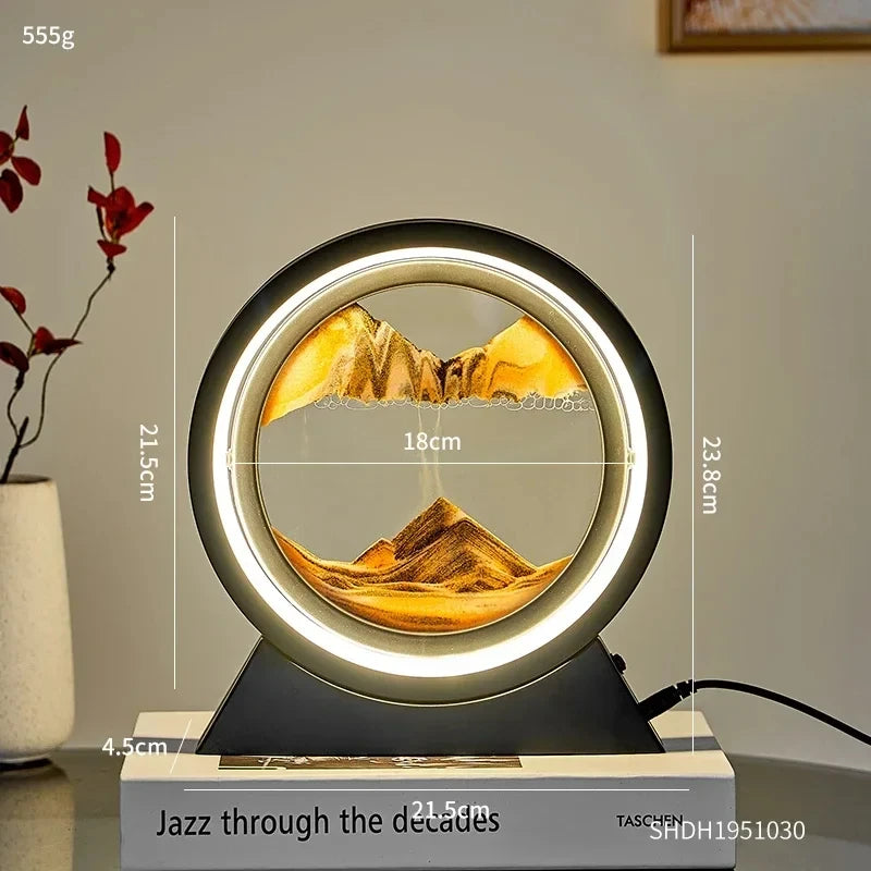 Moving Sand Art Picture Table Lamp Quicksand Night Light 3D
