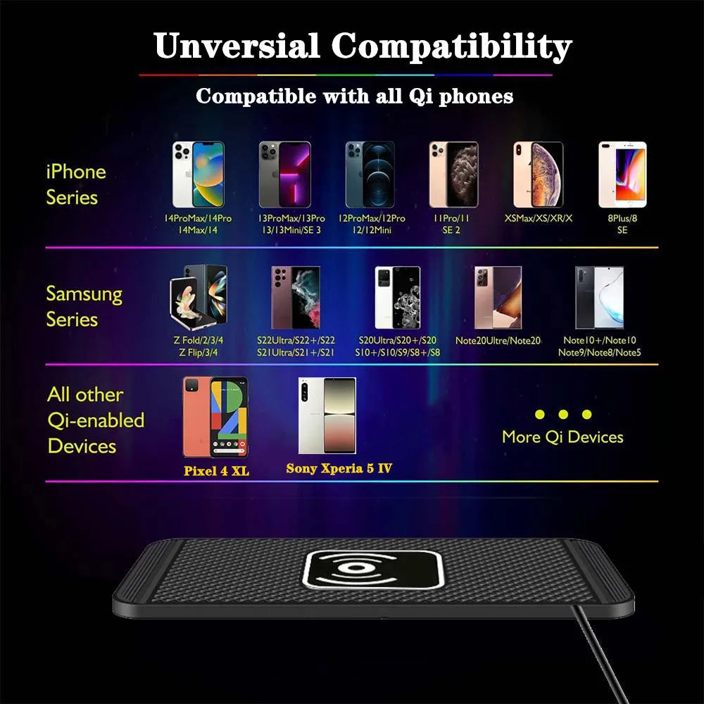 Car Wireless Charger for Iphone 16 15 15 Pro Max 14 13 12 X