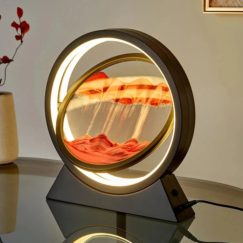 Moving Sand Art Picture Table Lamp Quicksand Night Light 3D