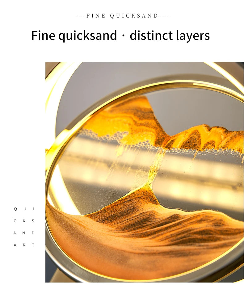Moving Sand Art Picture Table Lamp Quicksand Night Light 3D