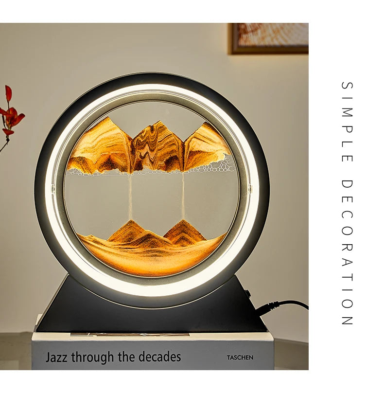 Moving Sand Art Picture Table Lamp Quicksand Night Light 3D