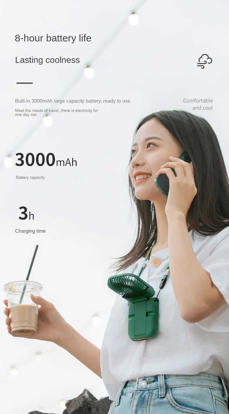 USB halterneck small fan outdoor portable handheld fan power