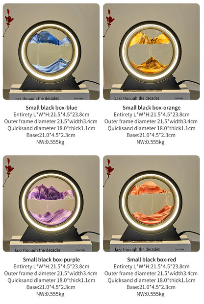 Moving Sand Art Picture Table Lamp Quicksand Night Light 3D