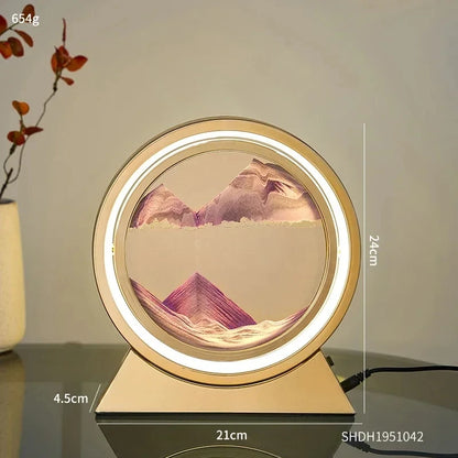 Moving Sand Art Picture Table Lamp Quicksand Night Light 3D