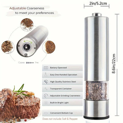 Stainless Steel Electric Pepper Grinder Spices Sea Salt Kitchen