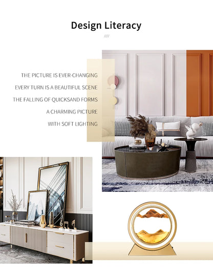 Moving Sand Art Picture Table Lamp Quicksand Night Light 3D