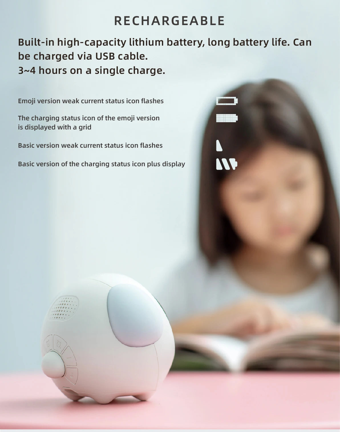 Child Alarm clock Digital Emotion Table Clock WIth Light Wireless