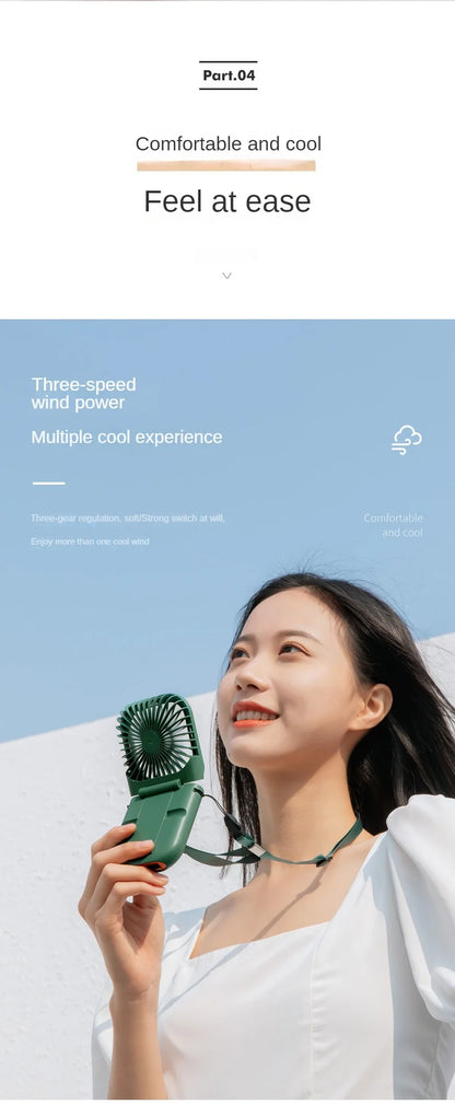 USB halterneck small fan outdoor portable handheld fan power