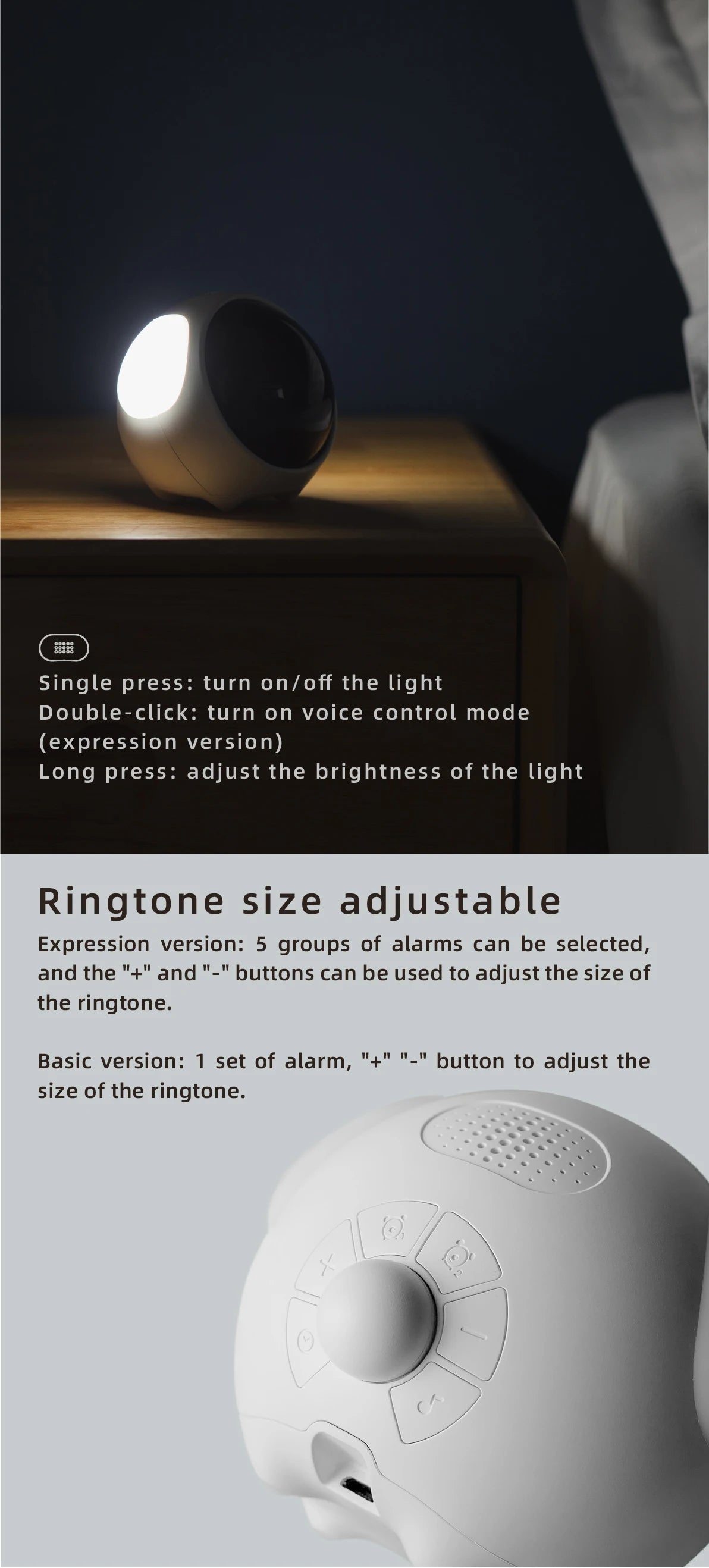 Child Alarm clock Digital Emotion Table Clock WIth Light Wireless