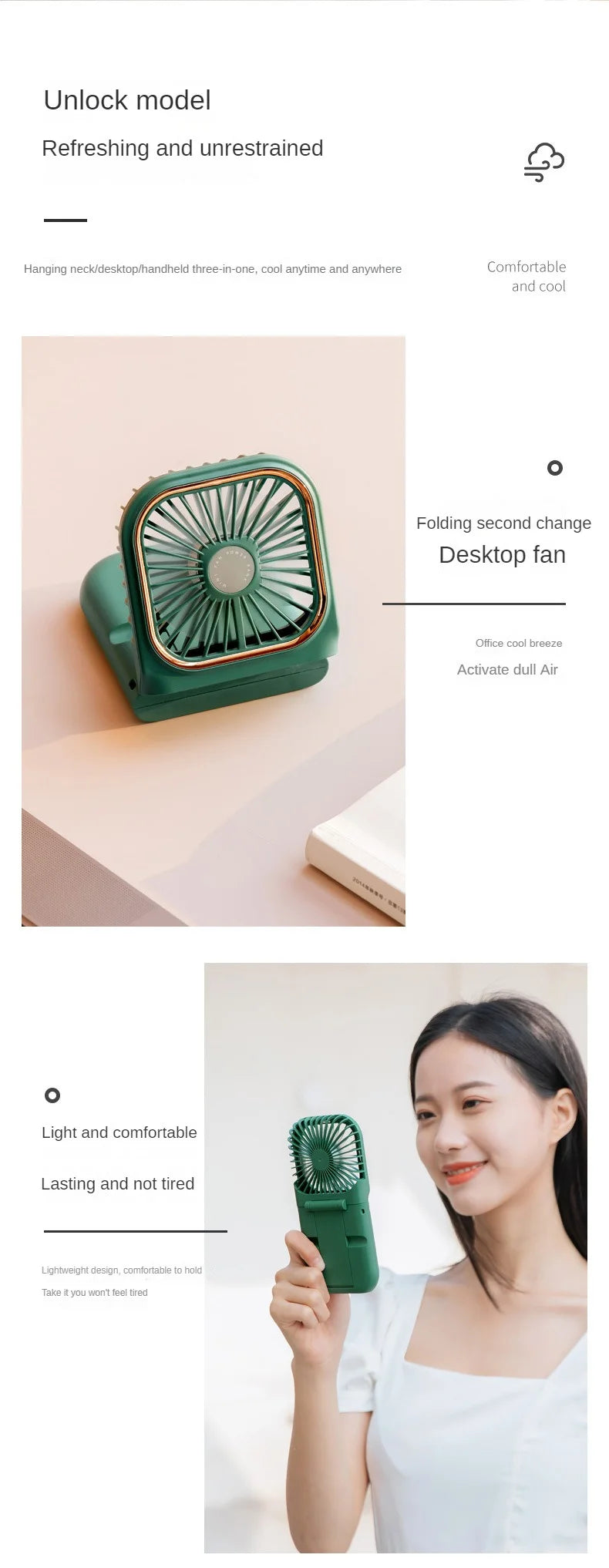 USB halterneck small fan outdoor portable handheld fan power