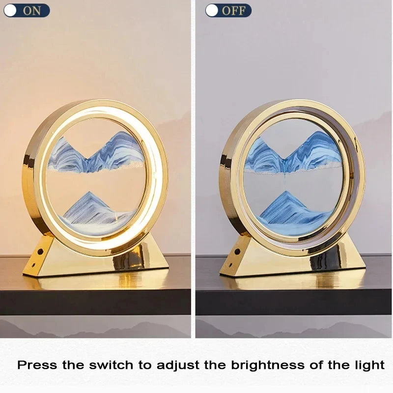 Moving Sand Art Picture Table Lamp Quicksand Night Light 3D