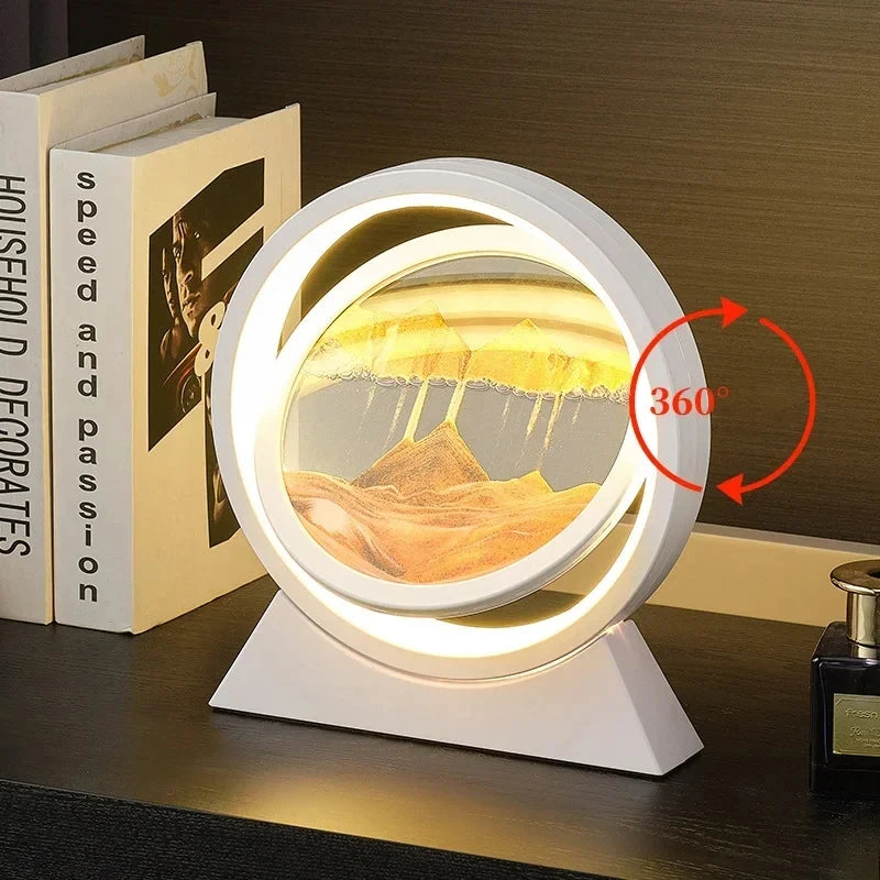 Moving Sand Art Picture Table Lamp Quicksand Night Light 3D