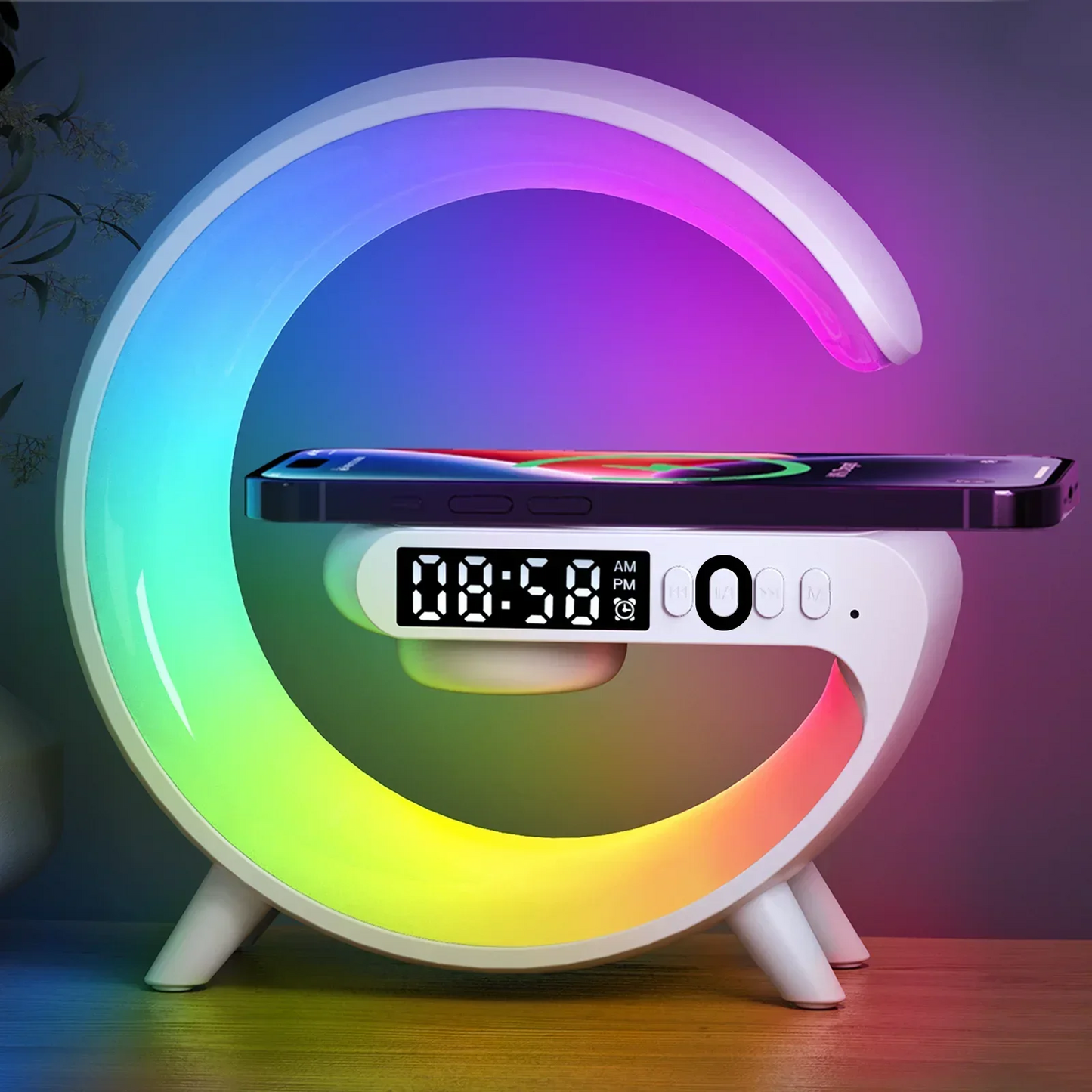 Wireless Charger Pad Stand Bluetooth Speaker TF RGB Night
