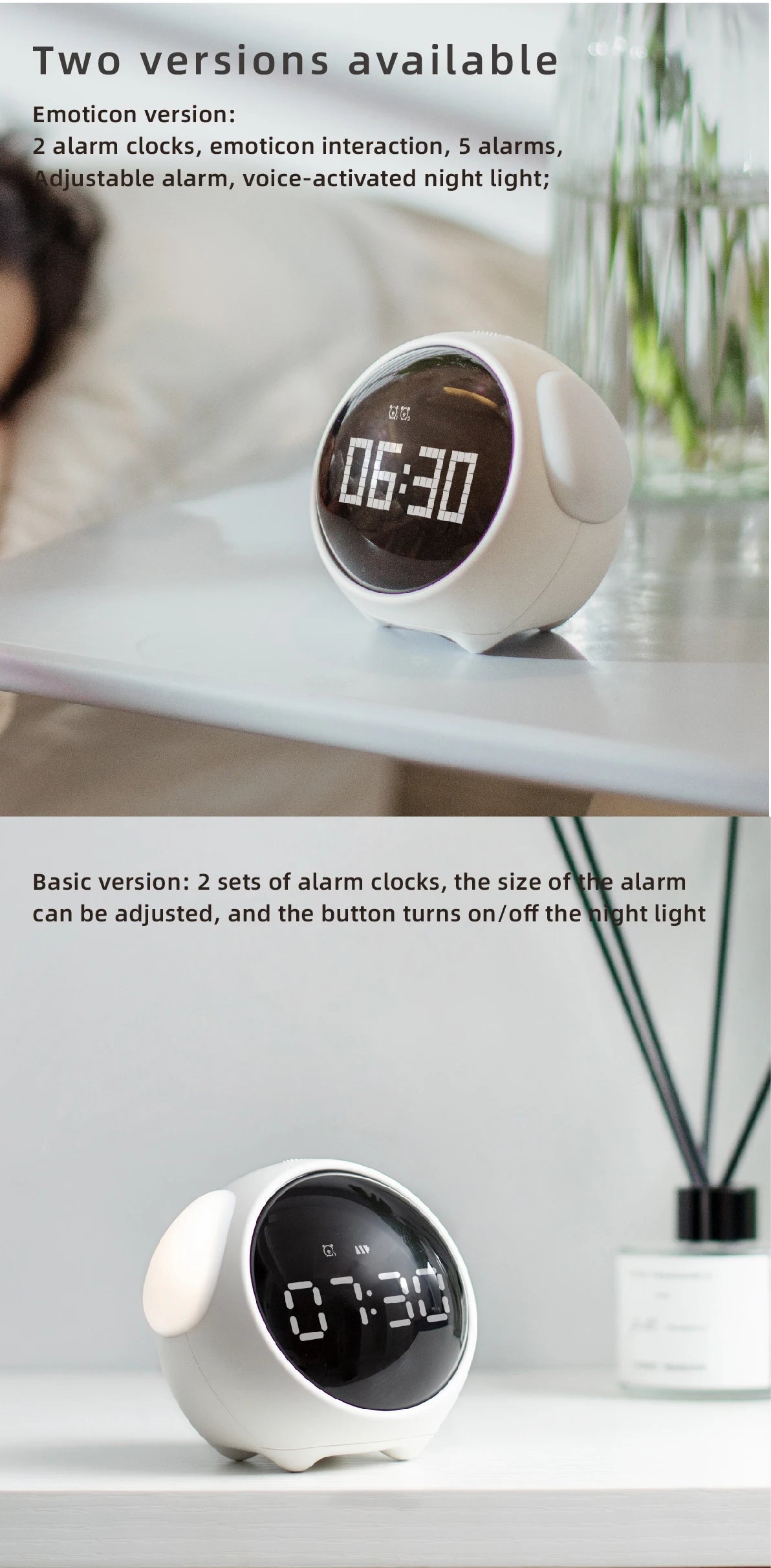 Child Alarm clock Digital Emotion Table Clock WIth Light Wireless