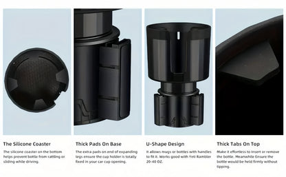 Upgraded Car Cup Holder Expander with Adjustable Base Stable