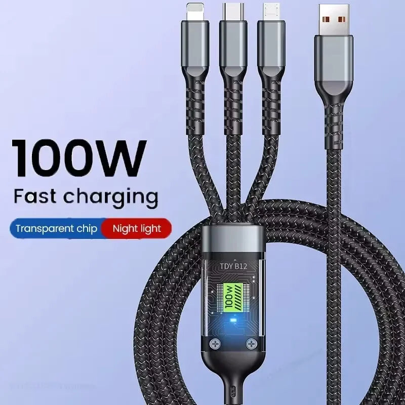 Transparent Pilot Lamp Super Fast Charging Cable Universal